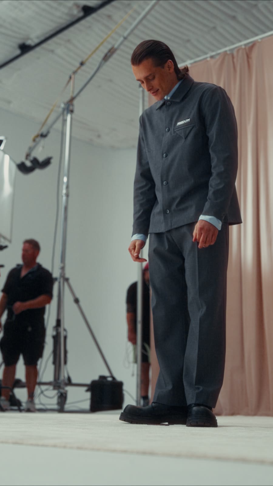 Behind the scenes, framing up on the Freedom Endless set