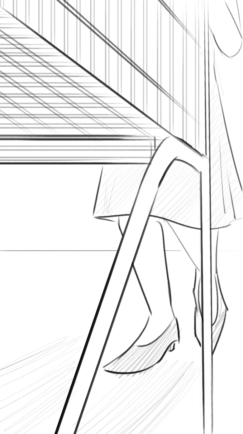 AEOS storyboard, shot 2, heels beneath the umpire chair